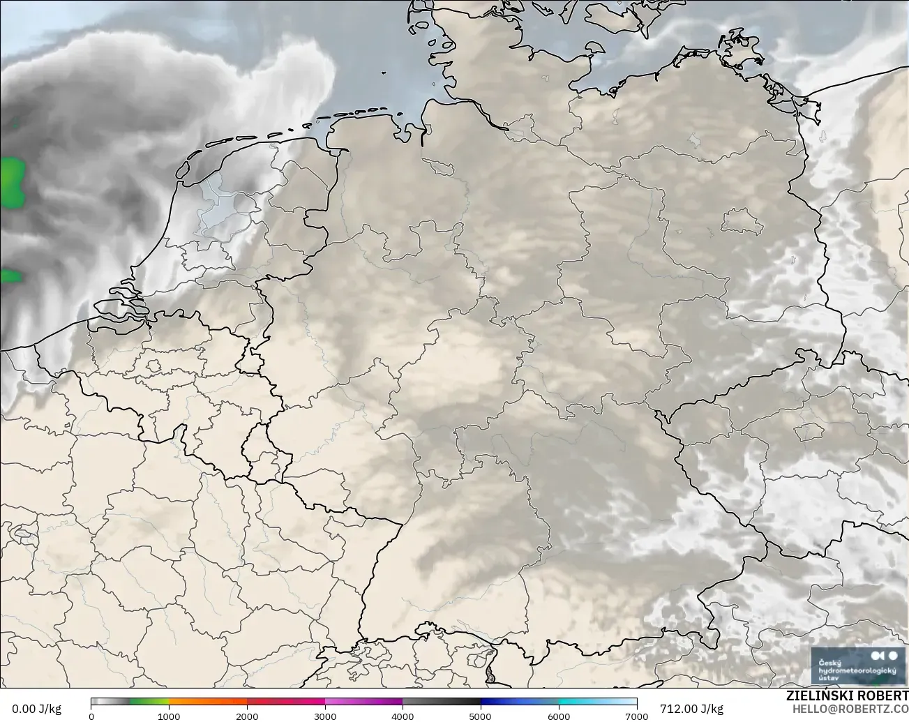 ALADIN CZ 2.3 km modelo - Alemania, CAPE