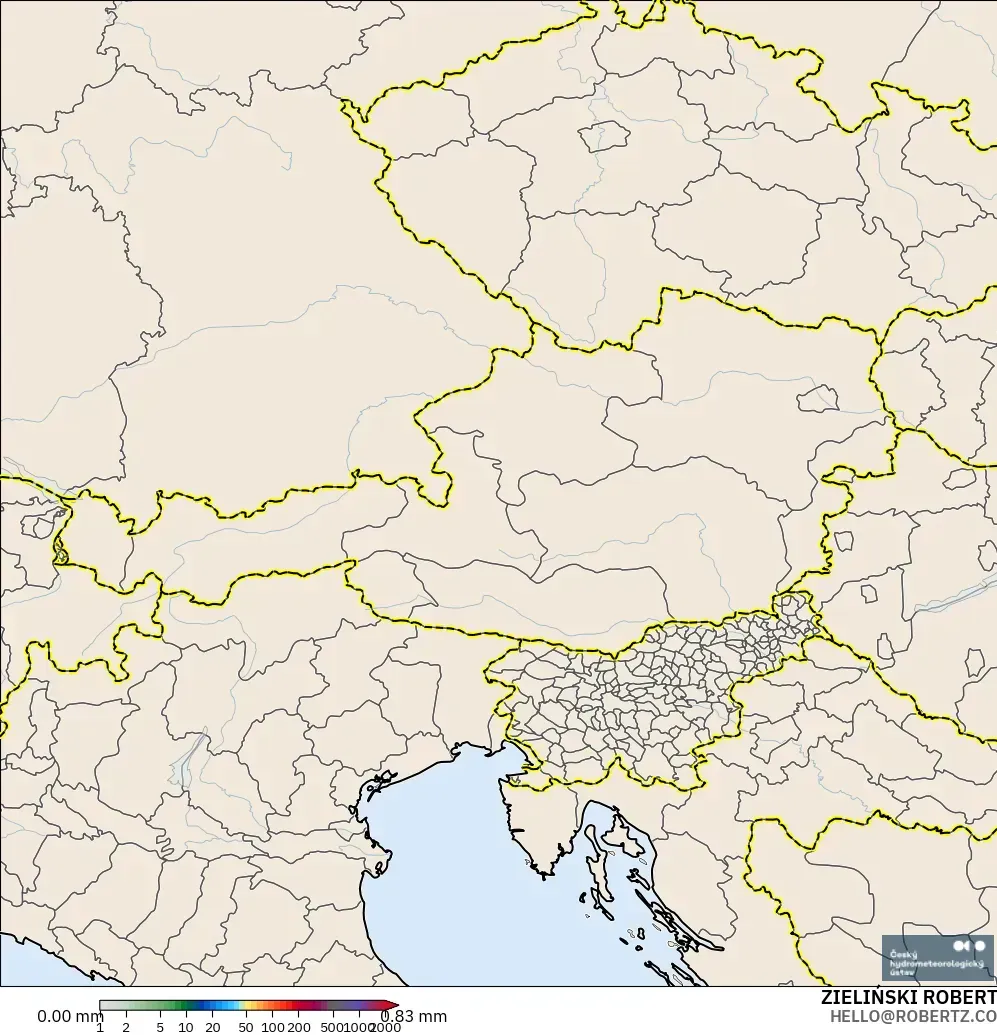 ALADIN CZ 2.3 km modelo - Austria, Acumulación de precipitación