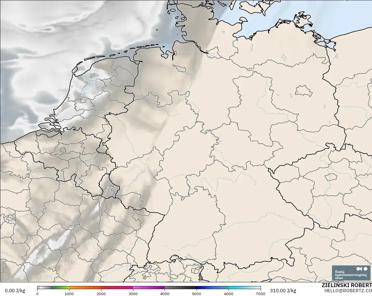 ALADIN CZ 2.3 km modelo - Alemania, CAPE