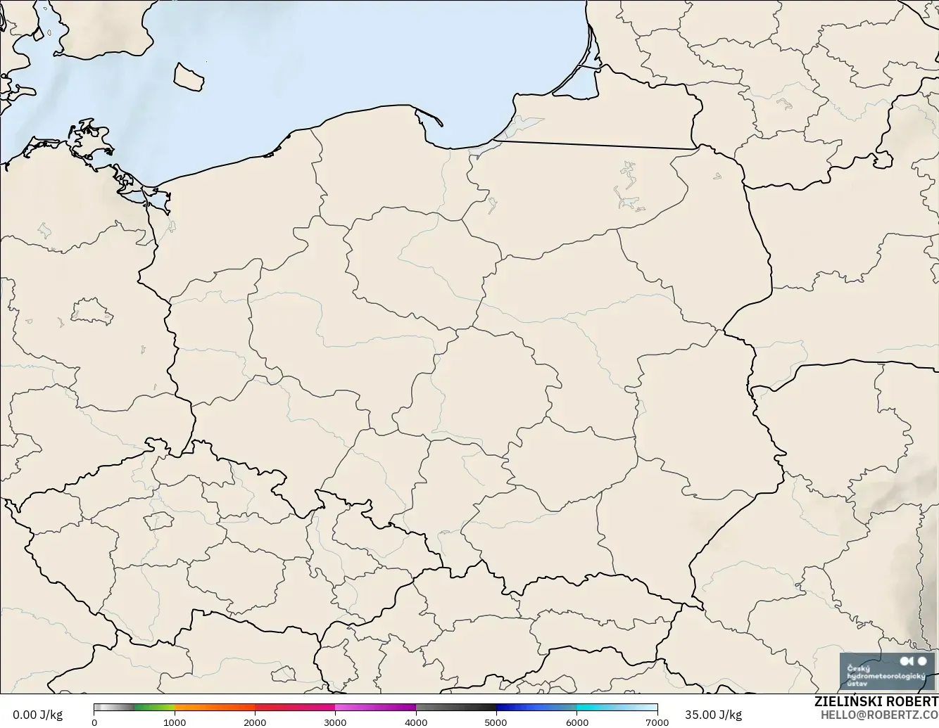 ALADIN CZ 2.3 km modelo - Polonia, CAPE