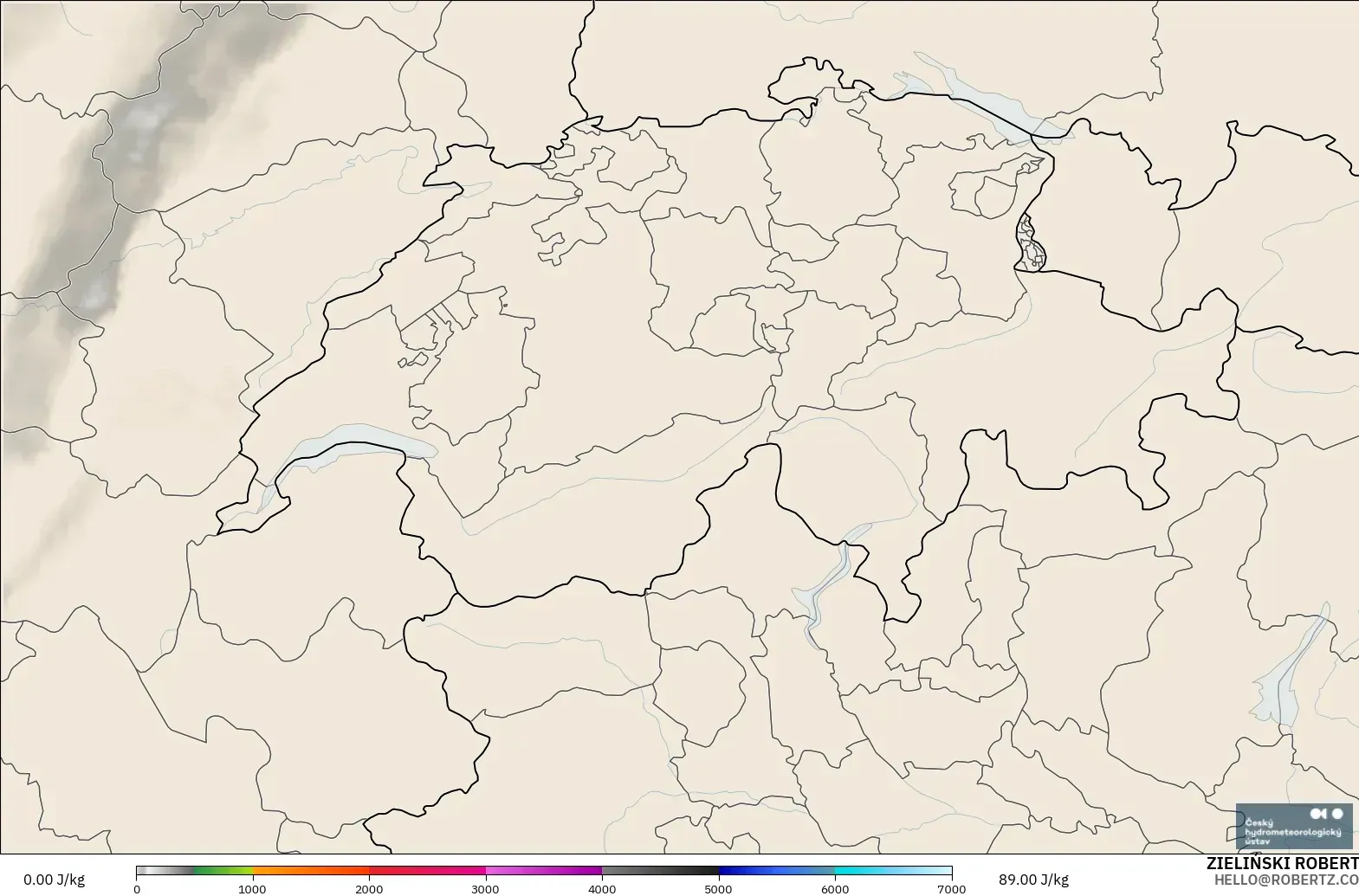 ALADIN CZ 2.3 km modelo - Suiza, CAPE