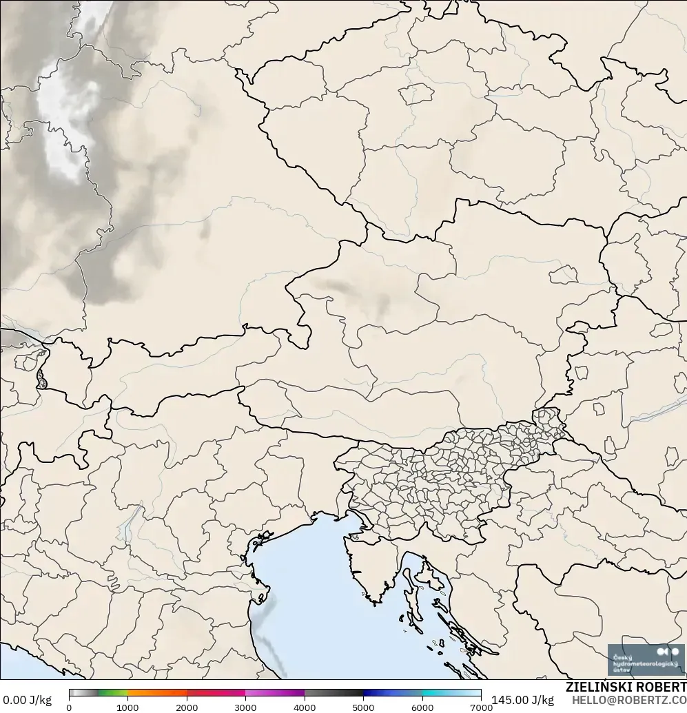 ALADIN CZ 2.3 km modelo - Austria, CAPE