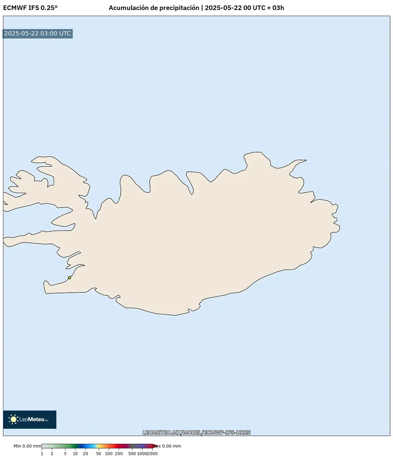 ECMWF IFS 0.25° model - Islandia, Acumulación de precipitación ECMWF IFS 0.25° model - Islandia, Acumulación de precipitación