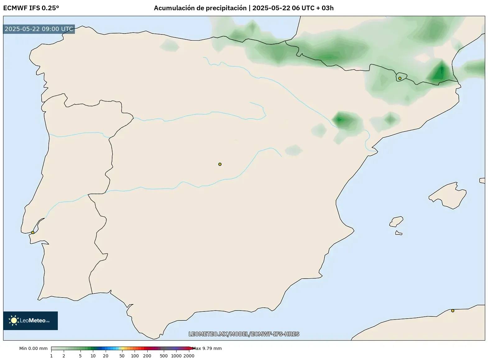 ECMWF IFS 0.25° model - España, Acumulación de precipitación ECMWF IFS 0.25° model - España, Acumulación de precipitación