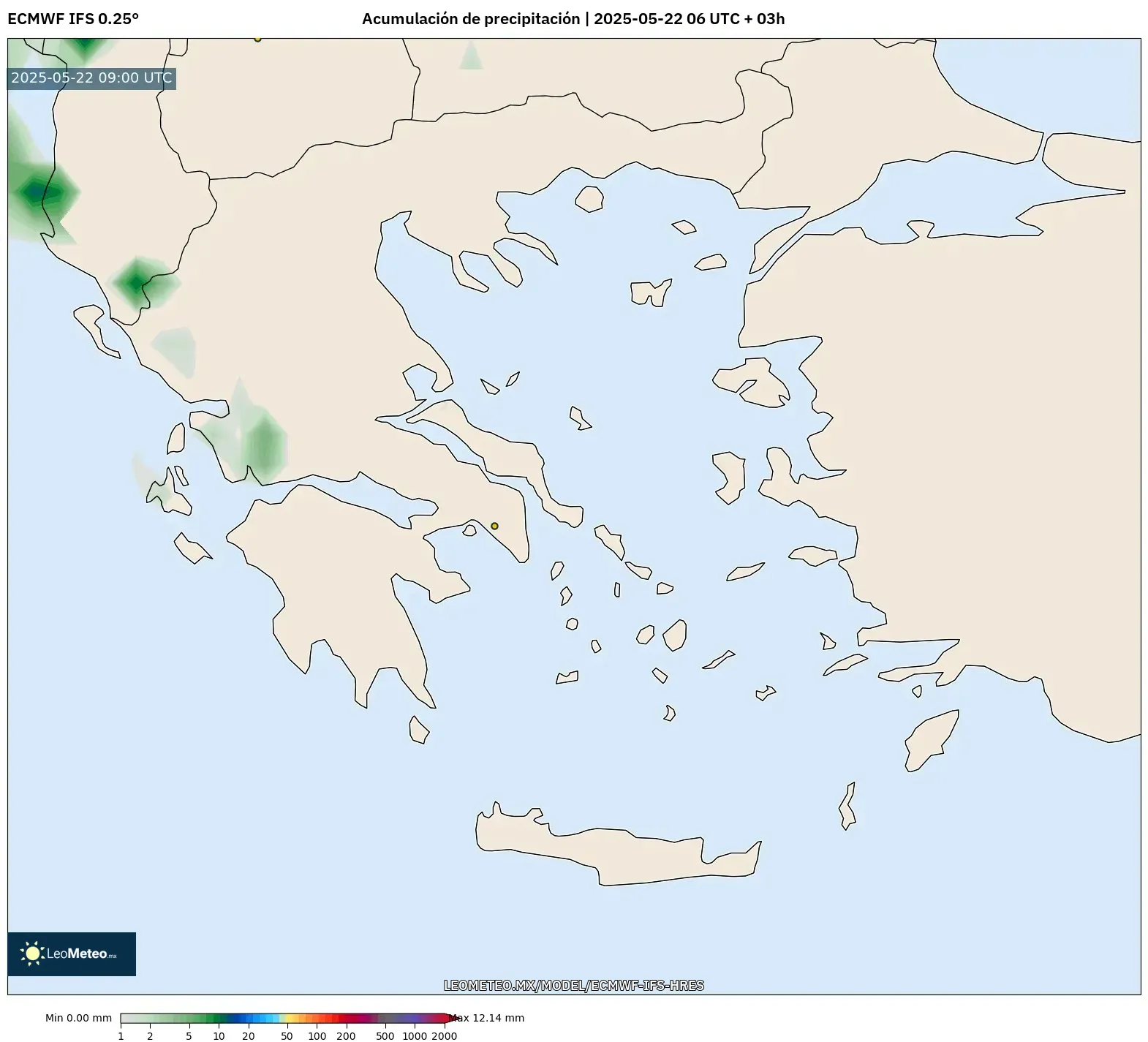 ECMWF IFS 0.25° model - Grecia, Acumulación de precipitación ECMWF IFS 0.25° model - Grecia, Acumulación de precipitación