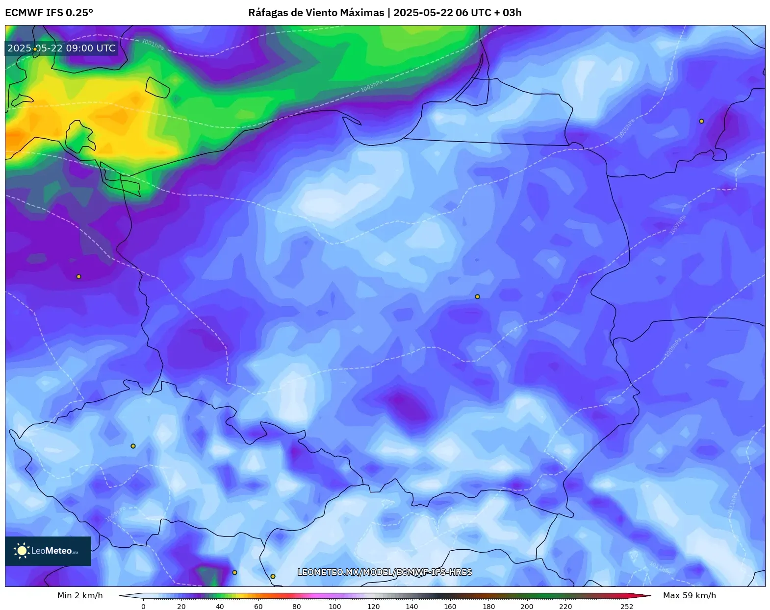 ECMWF IFS 0.25° model - Polonia, Ráfagas de Viento Máximas ECMWF IFS 0.25° model - Polonia, Ráfagas de Viento Máximas