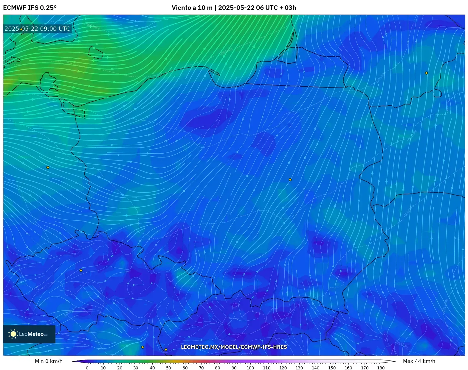 ECMWF IFS 0.25° model - Polonia, Viento a 10 m ECMWF IFS 0.25° model - Polonia, Viento a 10 m