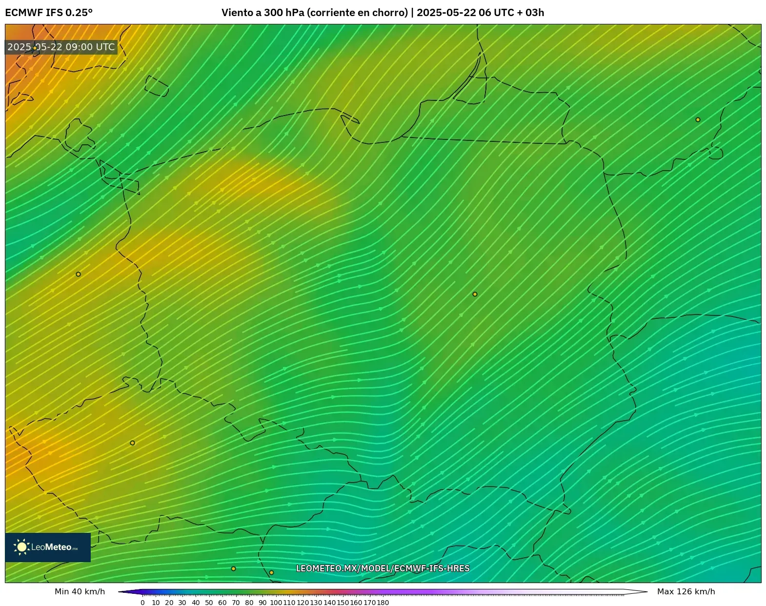 ECMWF IFS 0.25° model - Polonia, Viento a 300 hPa (corriente en chorro) ECMWF IFS 0.25° model - Polonia, Viento a 300 hPa (corriente en chorro)