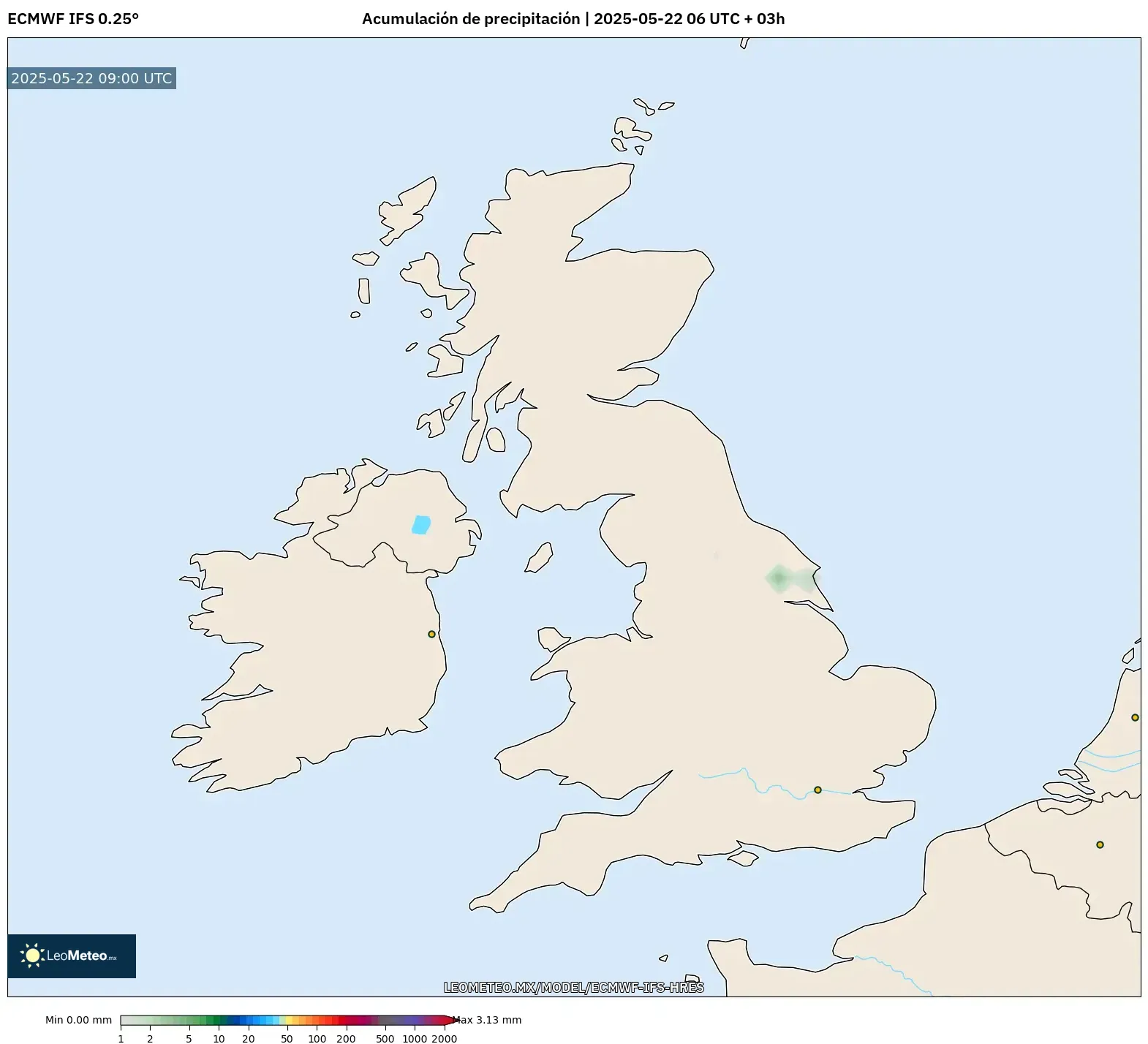 ECMWF IFS 0.25° model - Reino Unido, Acumulación de precipitación ECMWF IFS 0.25° model - Reino Unido, Acumulación de precipitación