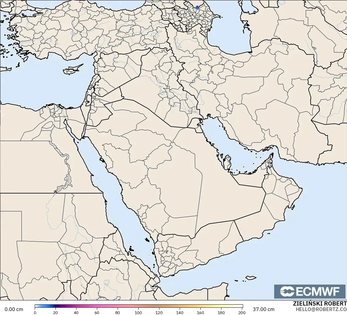 ECMWF IFS 0.25° modelo - Oriente Medio, Profundidad de nieve