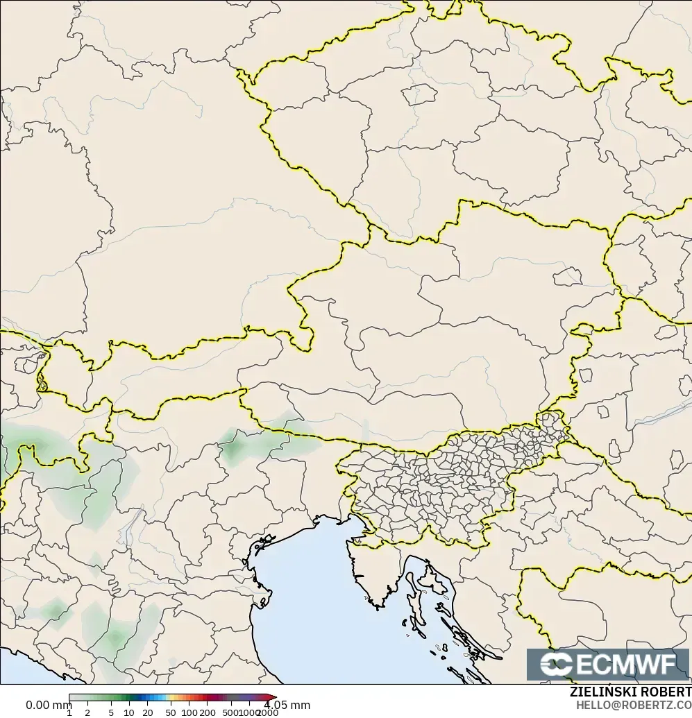 ECMWF IFS 0.25° modelo - Austria, Acumulación de precipitación