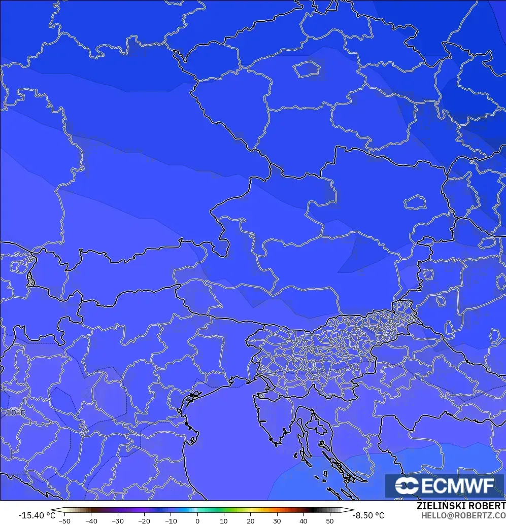 ECMWF IFS 0.25° modelo - Austria, Temperatura a 500 hPa