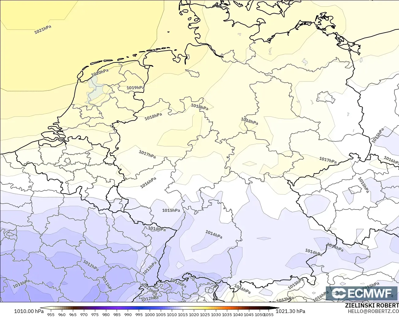 ECMWF IFS 0.25° modelo - Alemania, Presión