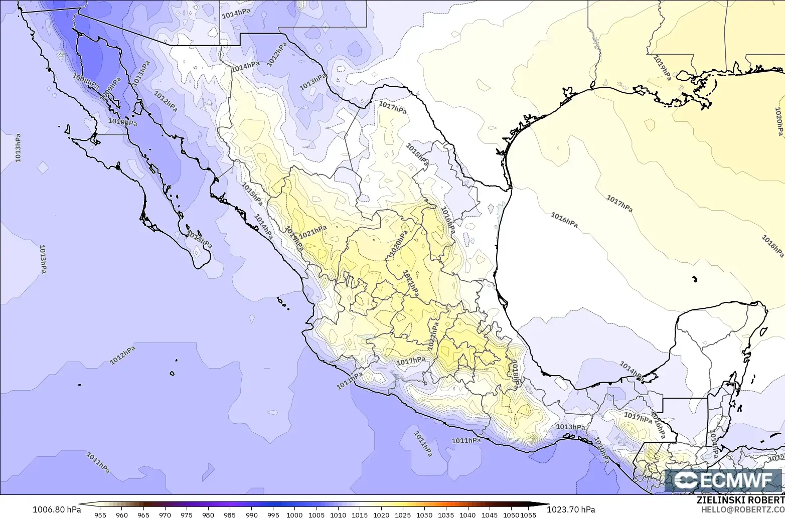 ECMWF IFS 0.25° modelo - México, Presión