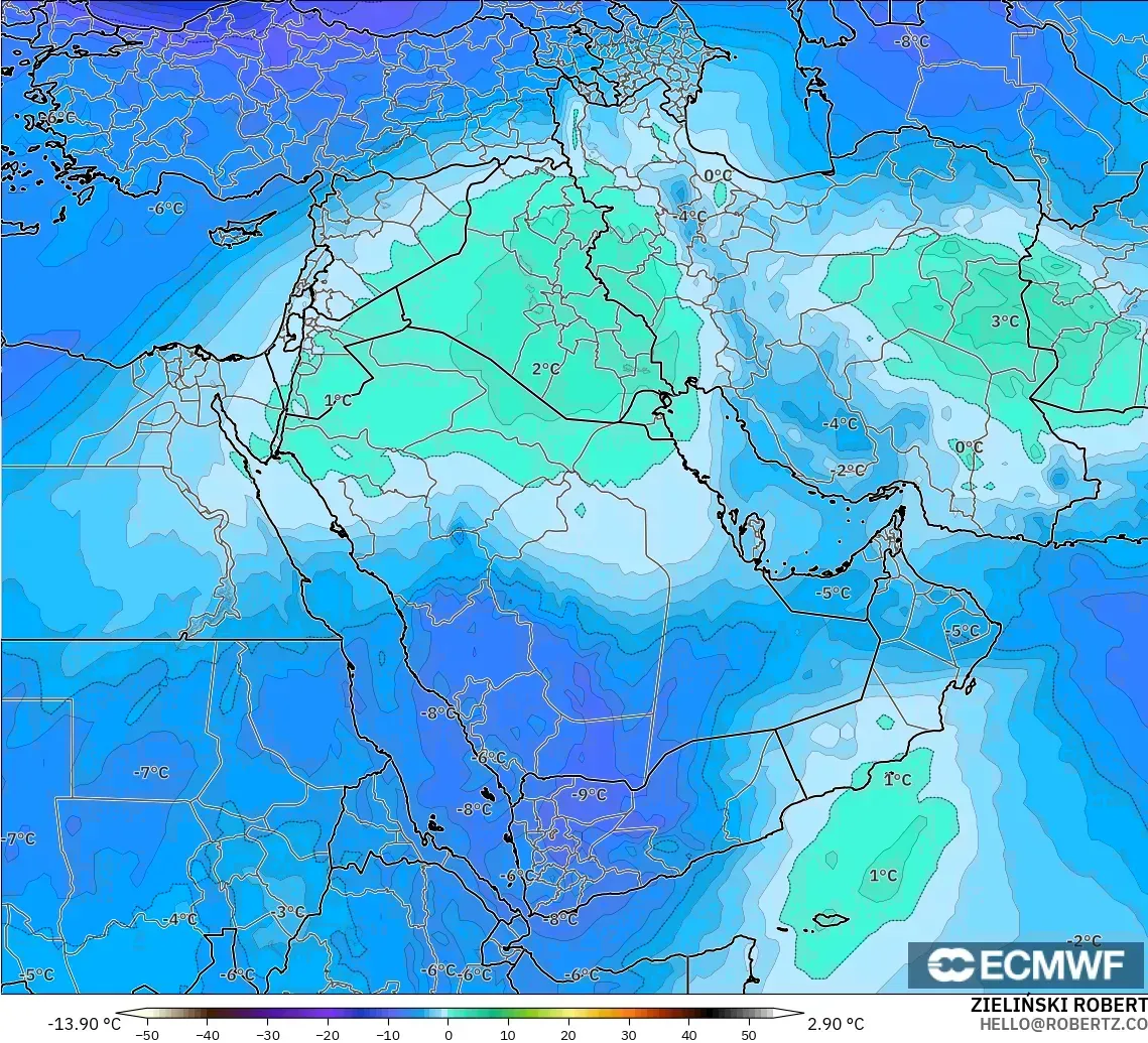 ECMWF IFS 0.25° modelo - Oriente Medio, Temperatura a 500 hPa