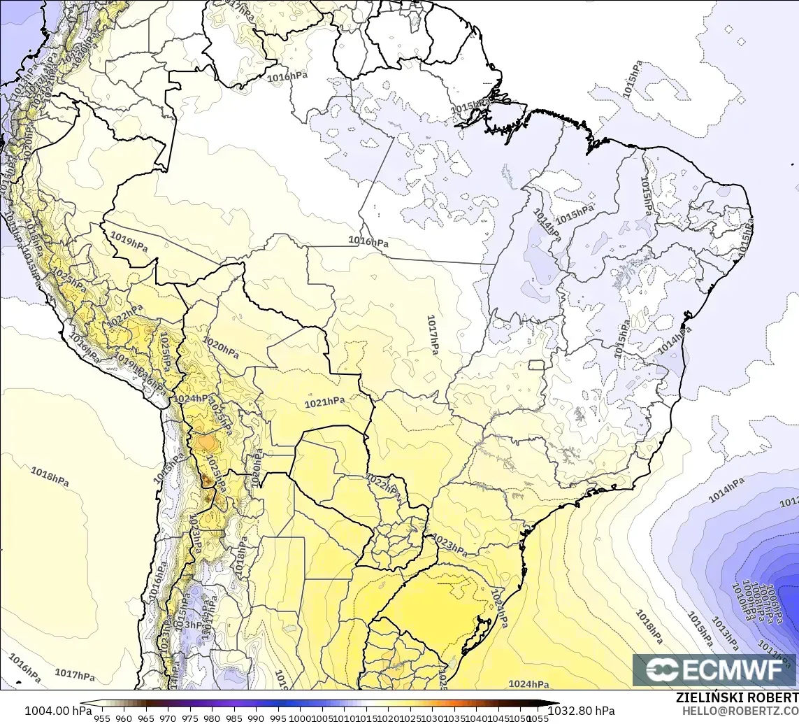 ECMWF IFS 0.25° modelo - Brasil, Presión