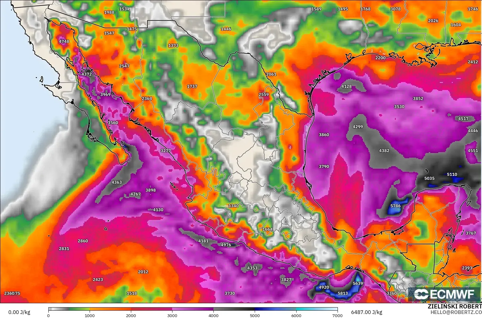 ECMWF IFS 0.25° modelo - México, CAPE