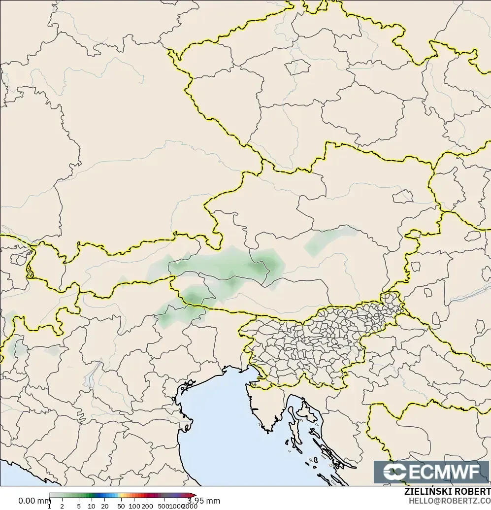 ECMWF IFS 0.25° modelo - Austria, Acumulación de precipitación