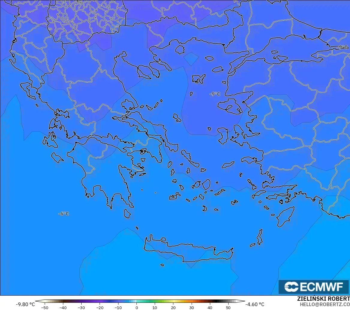 ECMWF IFS 0.25° modelo - Grecia, Temperatura a 500 hPa