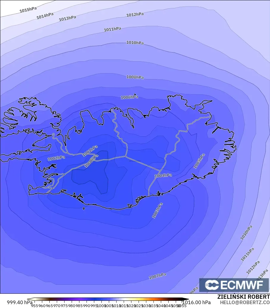 ECMWF IFS 0.25° modelo - Islandia, Presión