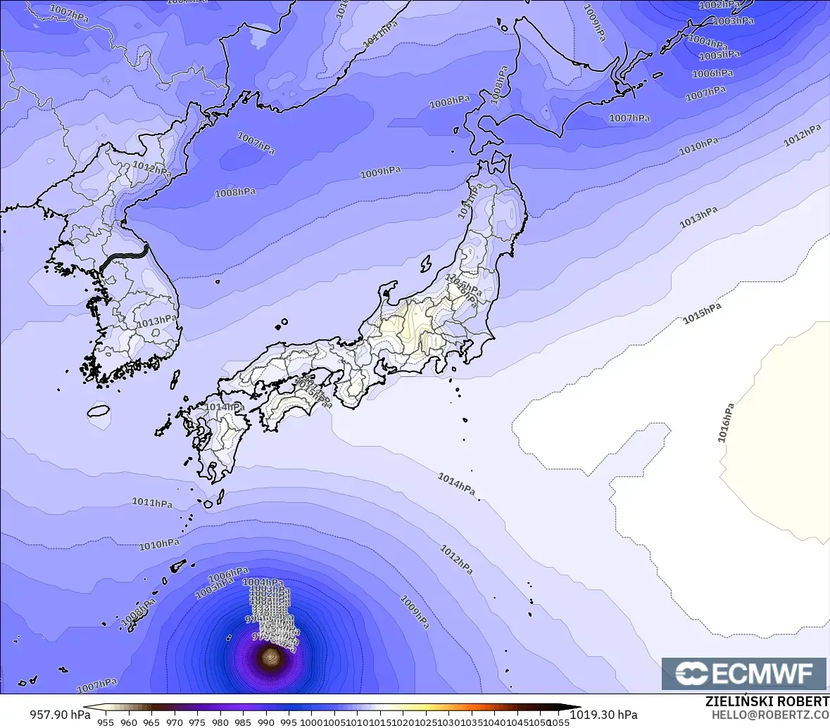 ECMWF IFS 0.25° modelo - Japón, Presión