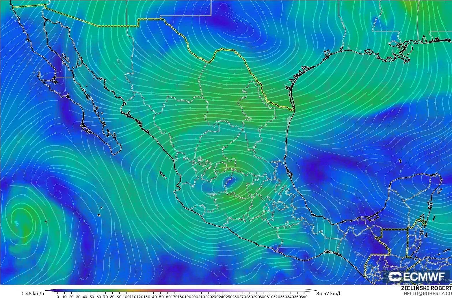 ECMWF IFS 0.25° modelo - México, Viento a 300 hPa (corriente en chorro)