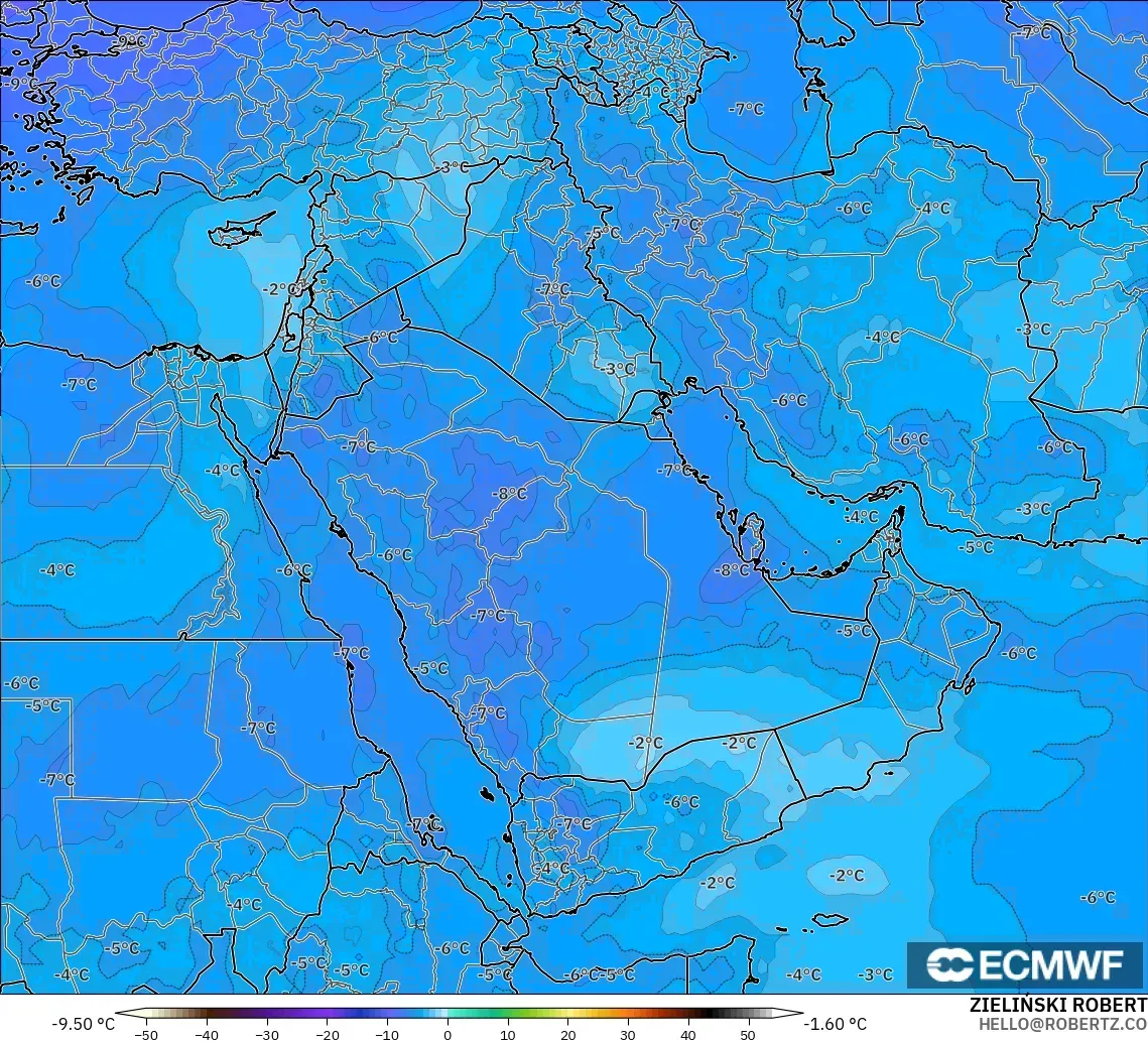 ECMWF IFS 0.25° modelo - Oriente Medio, Temperatura a 500 hPa