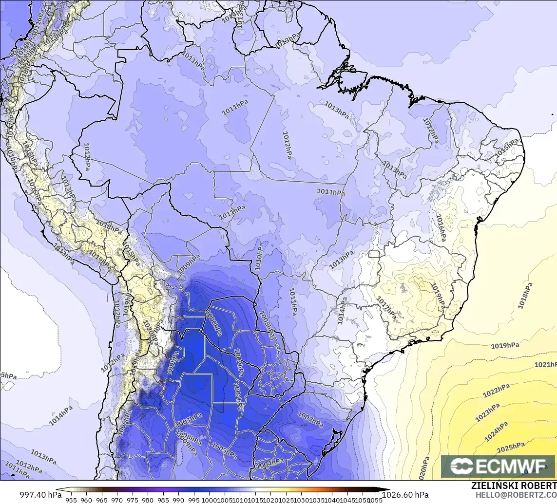 ECMWF IFS 0.25° modelo - Brasil, Presión
