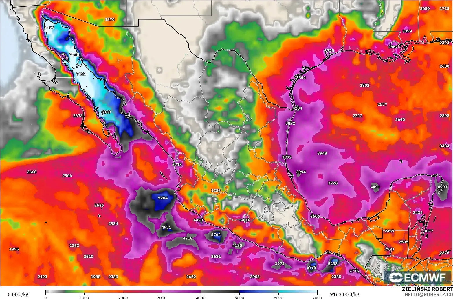 ECMWF IFS 0.25° modelo - México, CAPE