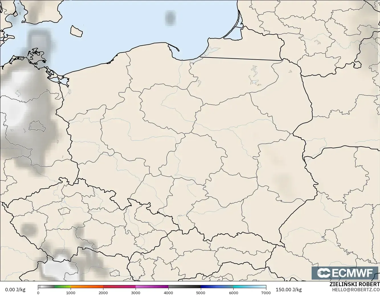 ECMWF IFS 0.25° modelo - Polonia, CAPE