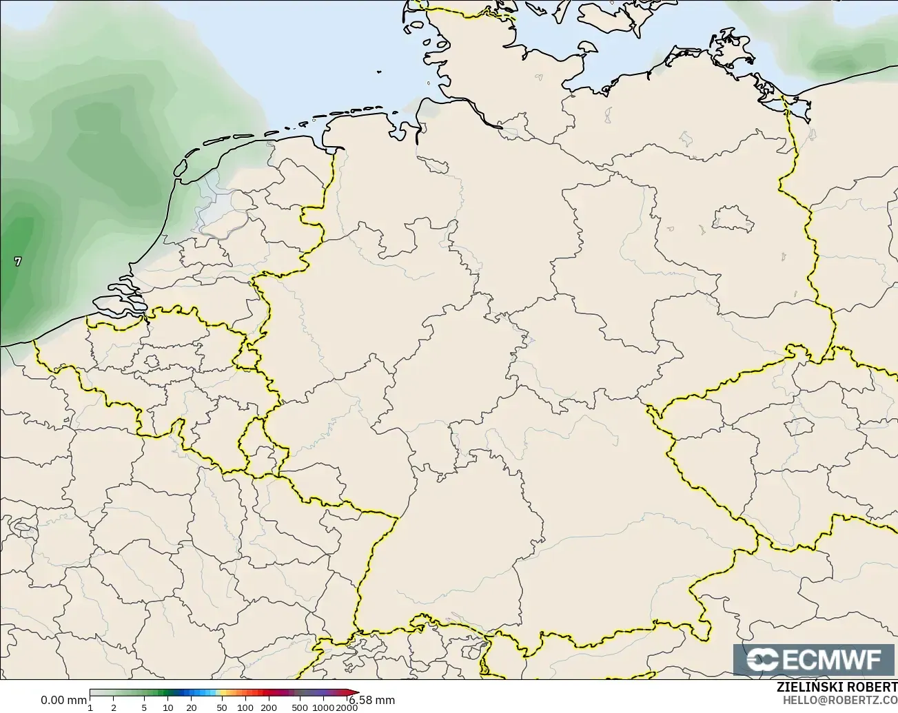 ECMWF IFS 0.25° modelo - Alemania, Acumulación de precipitación