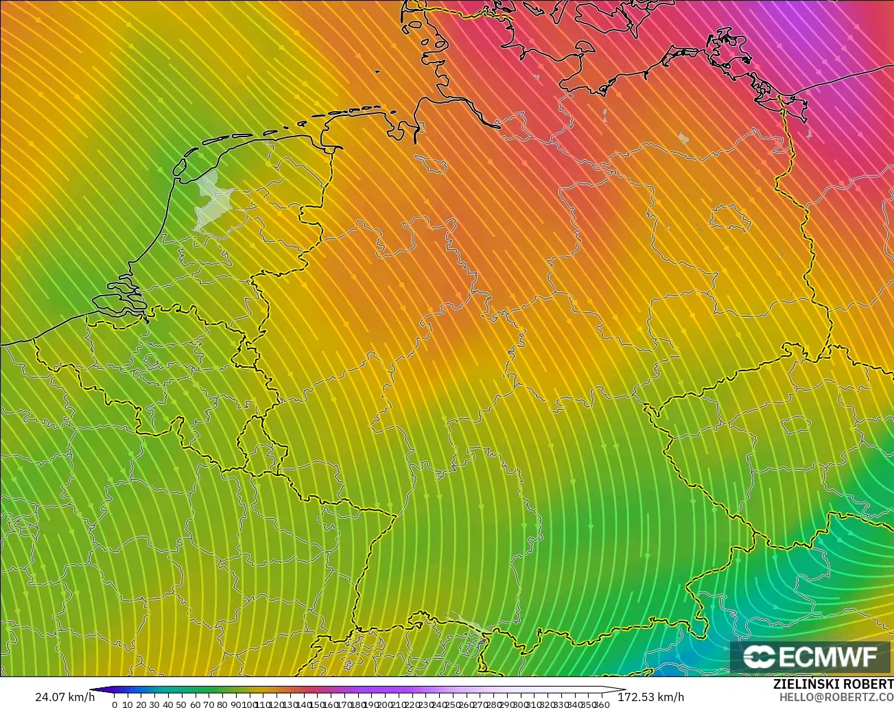 ECMWF IFS 0.25° modelo - Alemania, Viento a 300 hPa (corriente en chorro)