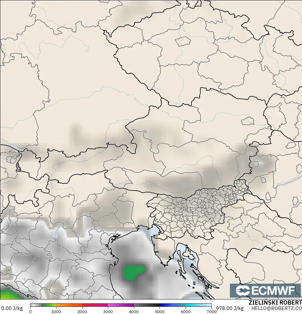 ECMWF IFS 0.25° modelo - Austria, CAPE