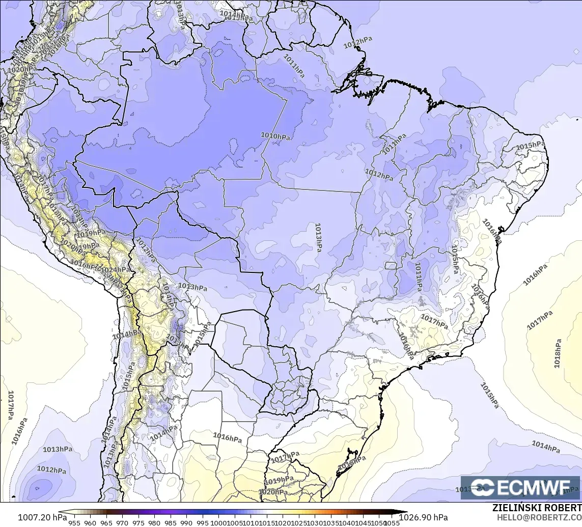 ECMWF IFS 0.25° modelo - Brasil, Presión