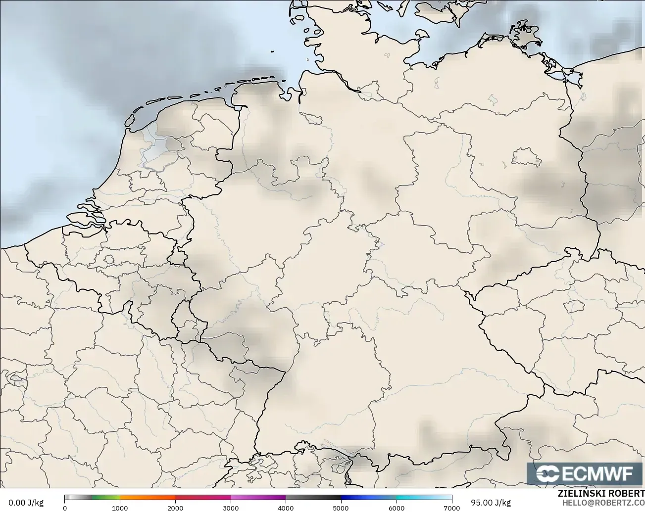ECMWF IFS 0.25° modelo - Alemania, CAPE
