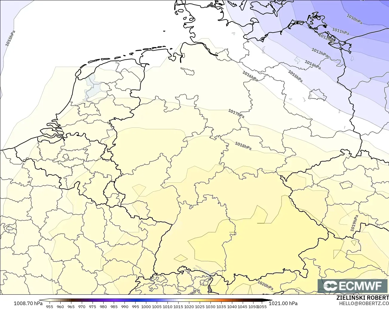ECMWF IFS 0.25° modelo - Alemania, Presión