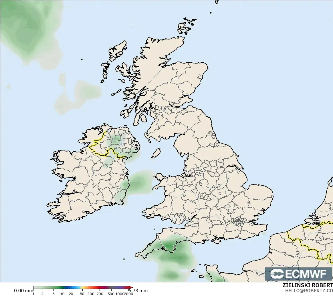 ECMWF IFS 0.25° modelo - Reino Unido, Acumulación de precipitación