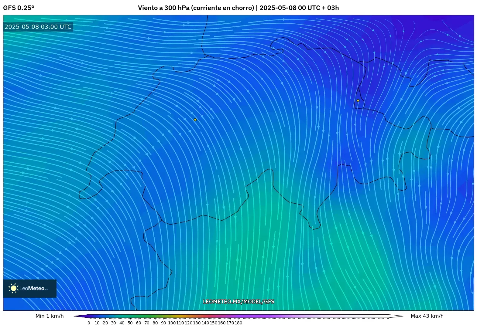 GFS - Suiza, Viento a 300 hPa (corriente en chorro) GFS - Suiza, Viento a 300 hPa (corriente en chorro)