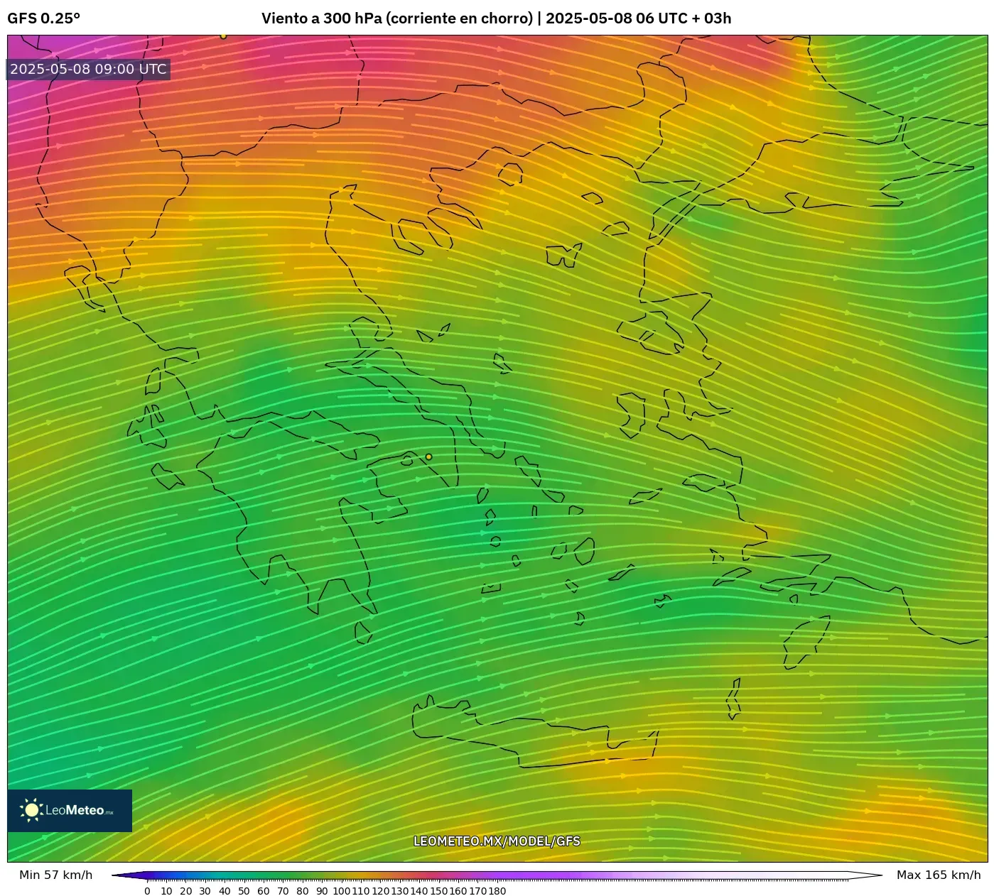 GFS - Grecia, Viento a 300 hPa (corriente en chorro) GFS - Grecia, Viento a 300 hPa (corriente en chorro)