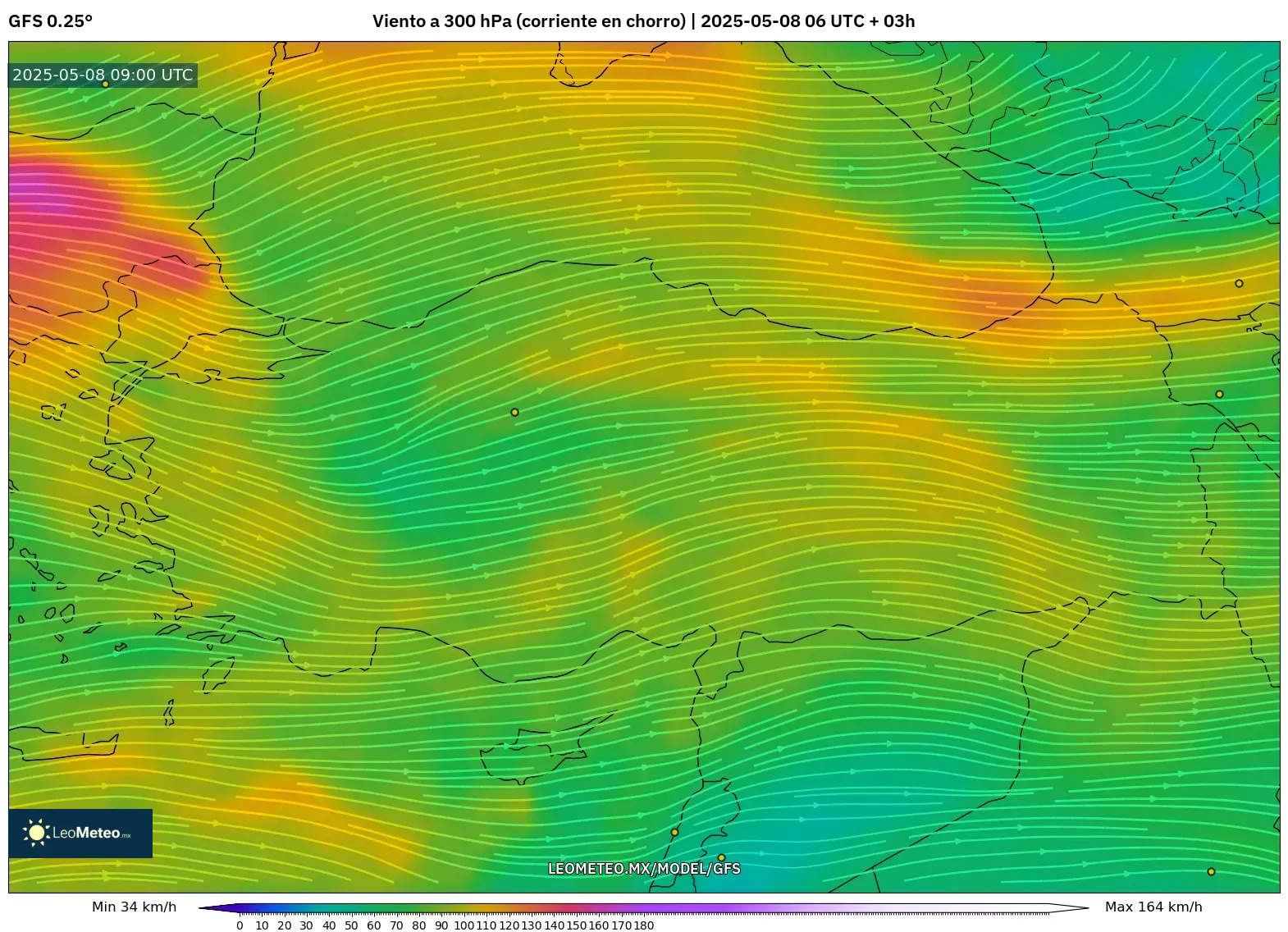 GFS - Turquía, Viento a 300 hPa (corriente en chorro) GFS - Turquía, Viento a 300 hPa (corriente en chorro)
