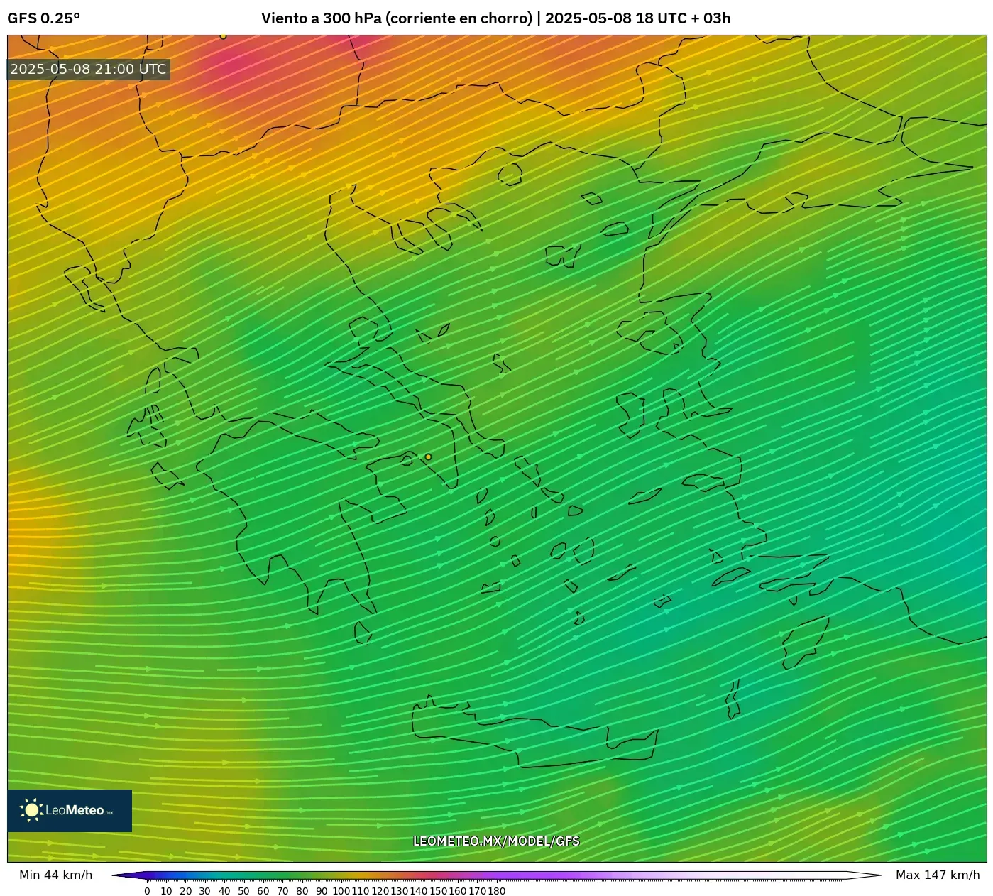 GFS - Grecia, Viento a 300 hPa (corriente en chorro) GFS - Grecia, Viento a 300 hPa (corriente en chorro)