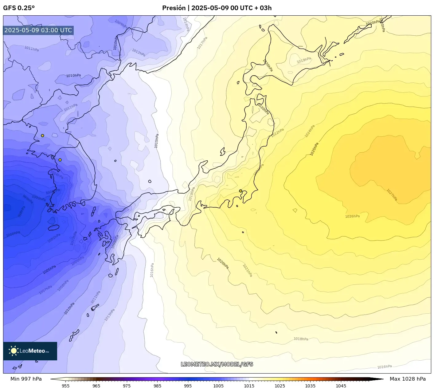 GFS - Japón, Presión GFS - Japón, Presión
