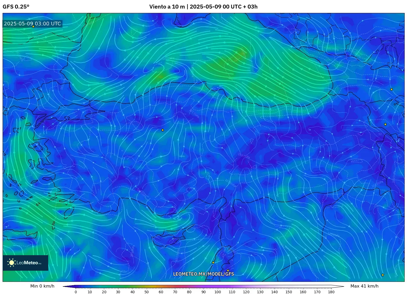 GFS - Turquía, Viento a 10 m GFS - Turquía, Viento a 10 m
