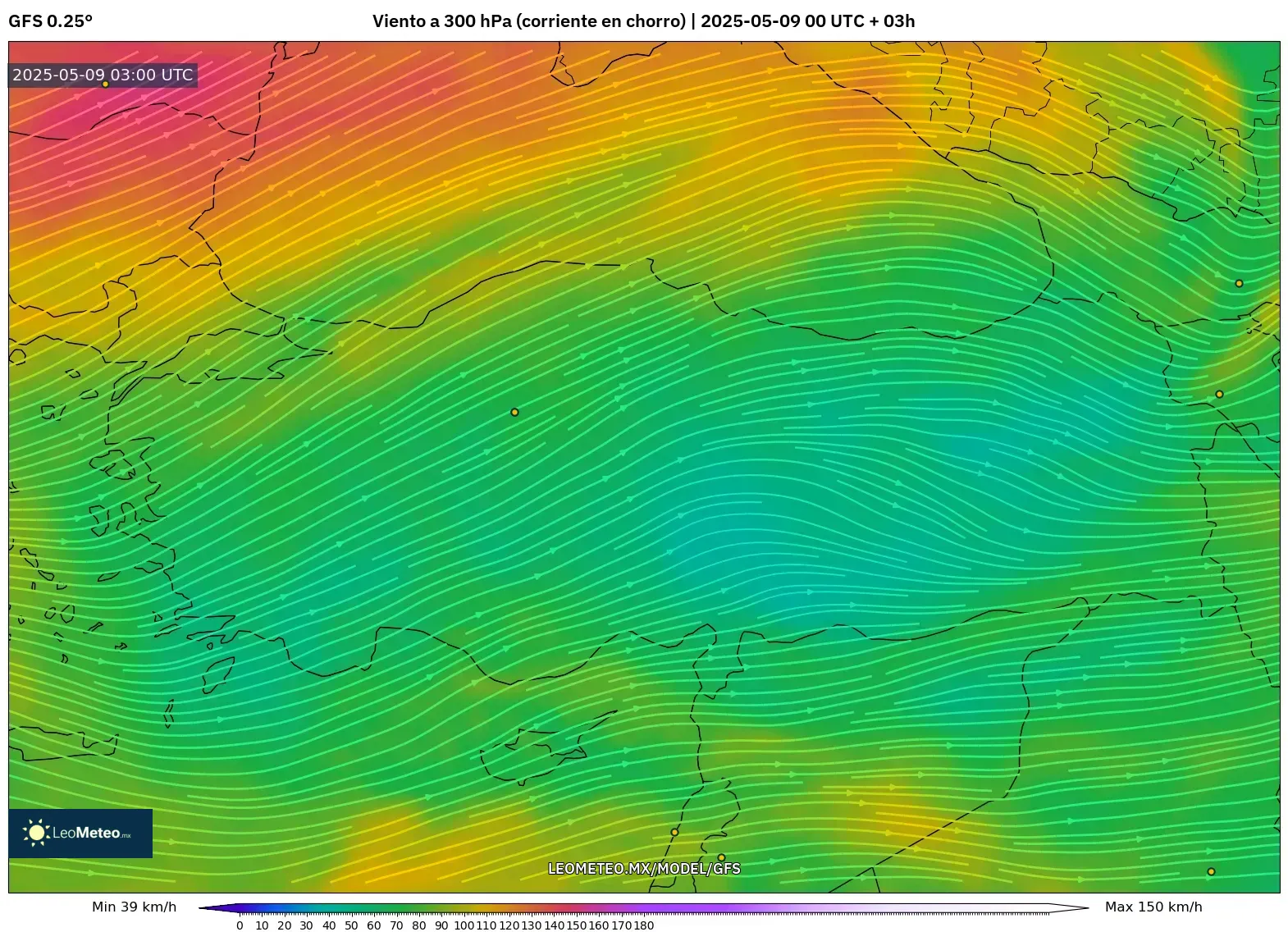 GFS - Turquía, Viento a 300 hPa (corriente en chorro) GFS - Turquía, Viento a 300 hPa (corriente en chorro)