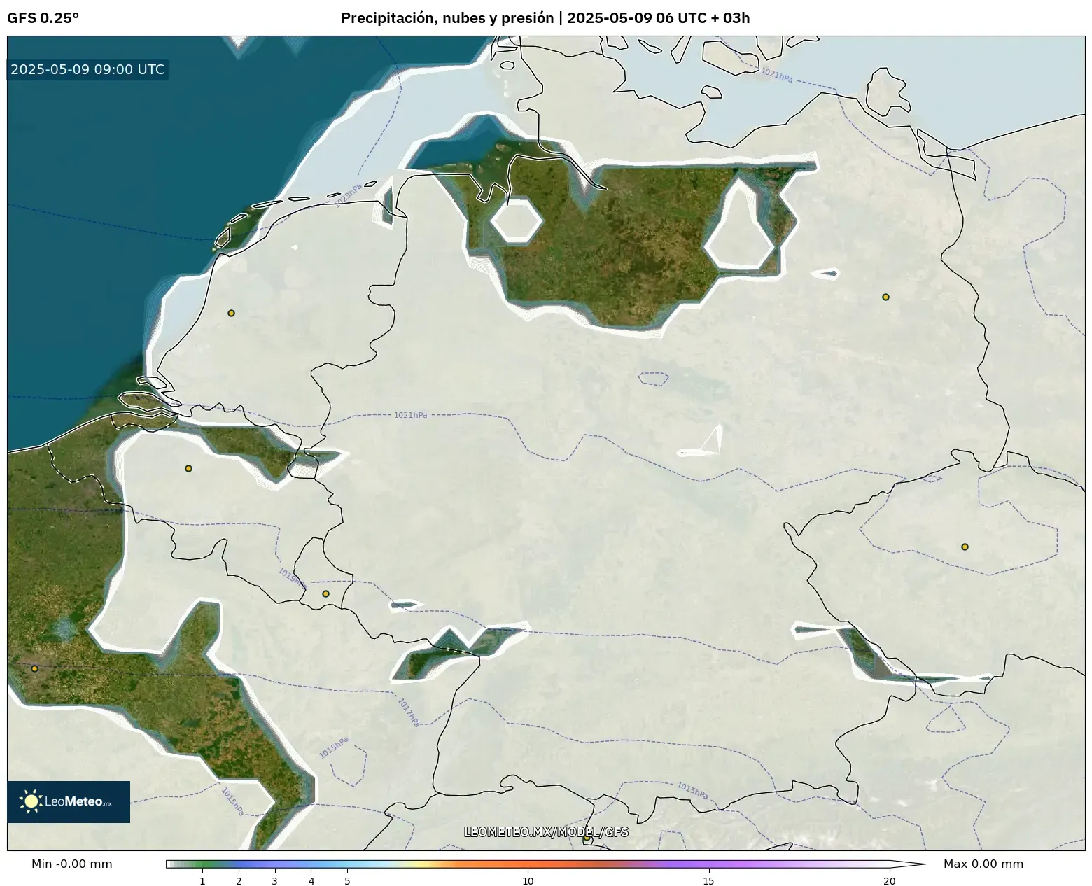 GFS - Alemania, Precipitación, nubes y presión GFS - Alemania, Precipitación, nubes y presión