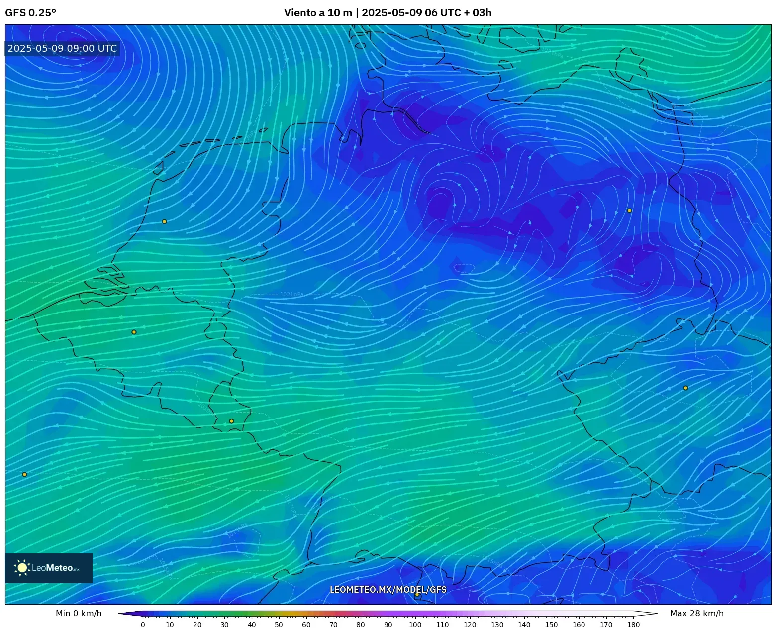 GFS - Alemania, Viento a 10 m GFS - Alemania, Viento a 10 m