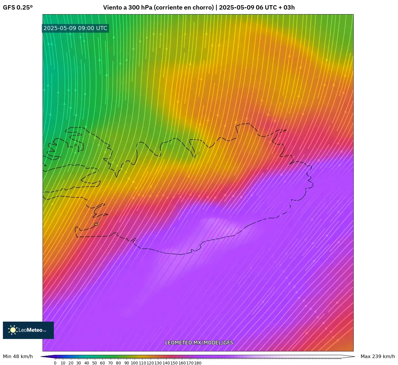 GFS - Argentina, Viento a 300 hPa (corriente en chorro) GFS - Argentina, Viento a 300 hPa (corriente en chorro)
