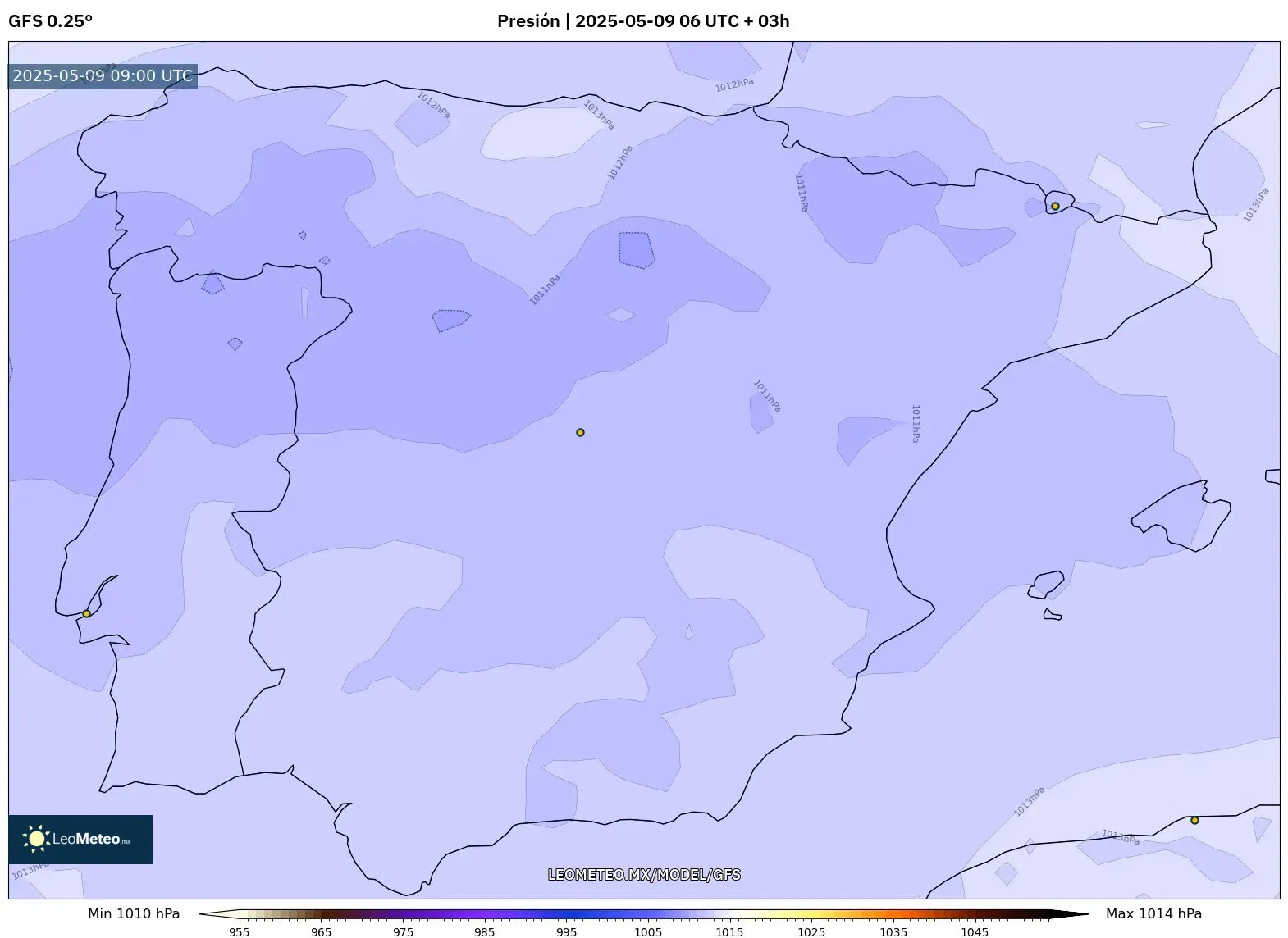 GFS - España, Presión GFS - España, Presión