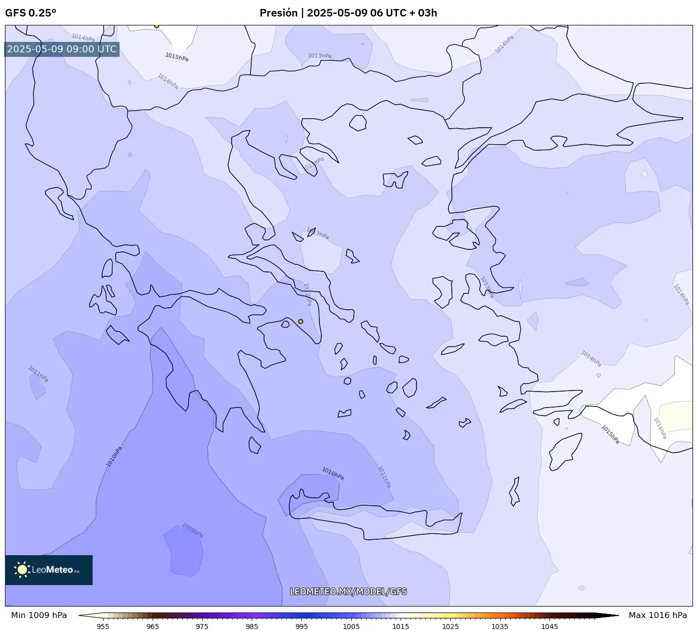 GFS - Grecia, Presión GFS - Grecia, Presión