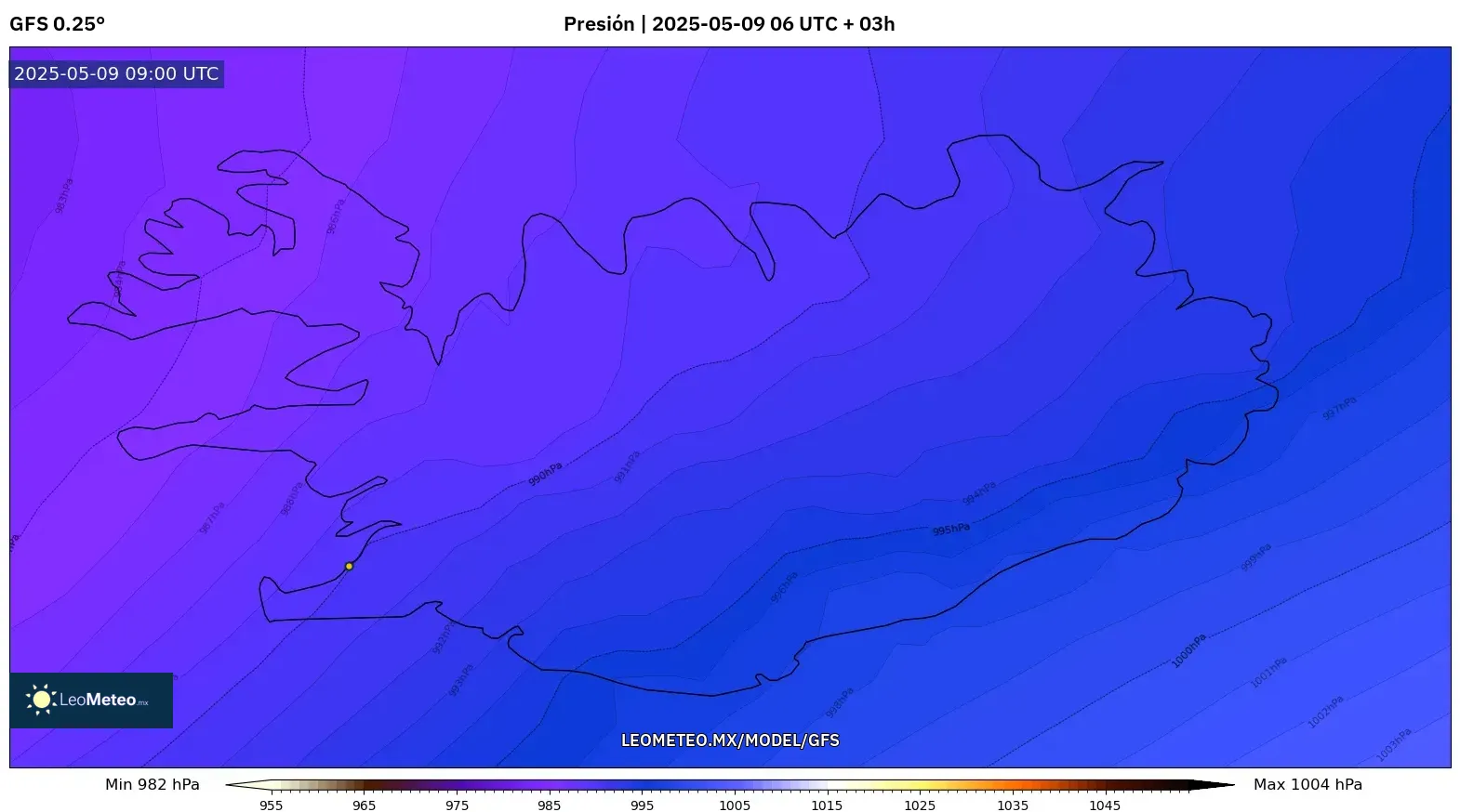 GFS - Islandia, Presión GFS - Islandia, Presión
